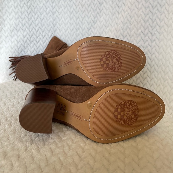 Vince Camuto Fermel Suede Tassel Boots Womens Size 6M Brown - Picture 5 of 6